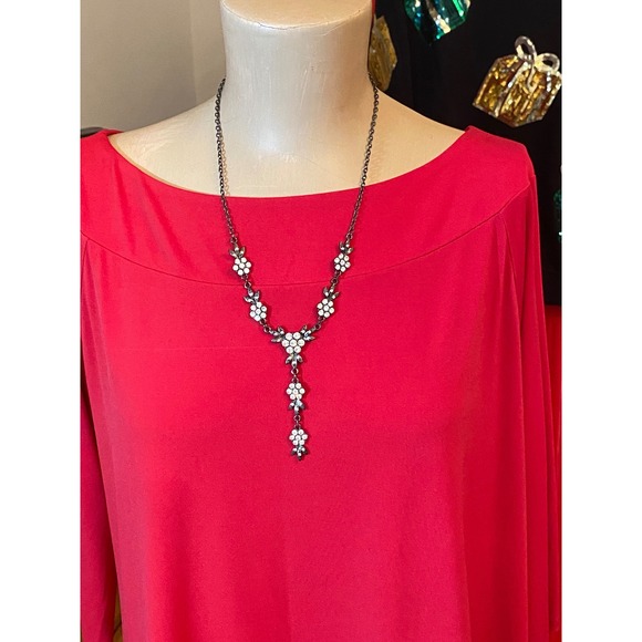 Chicos Red‎ Boat Neck 3/4 Sleeve Flowy Top Shirt Women's Size 2 - Picture 3 of 12